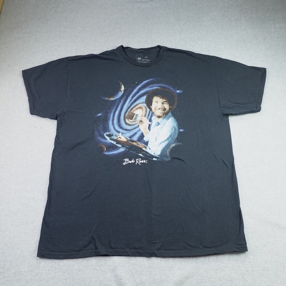 Bob Ross T Shirt Mens 2XL Black Space Galaxy Graphic Tee Art Painter